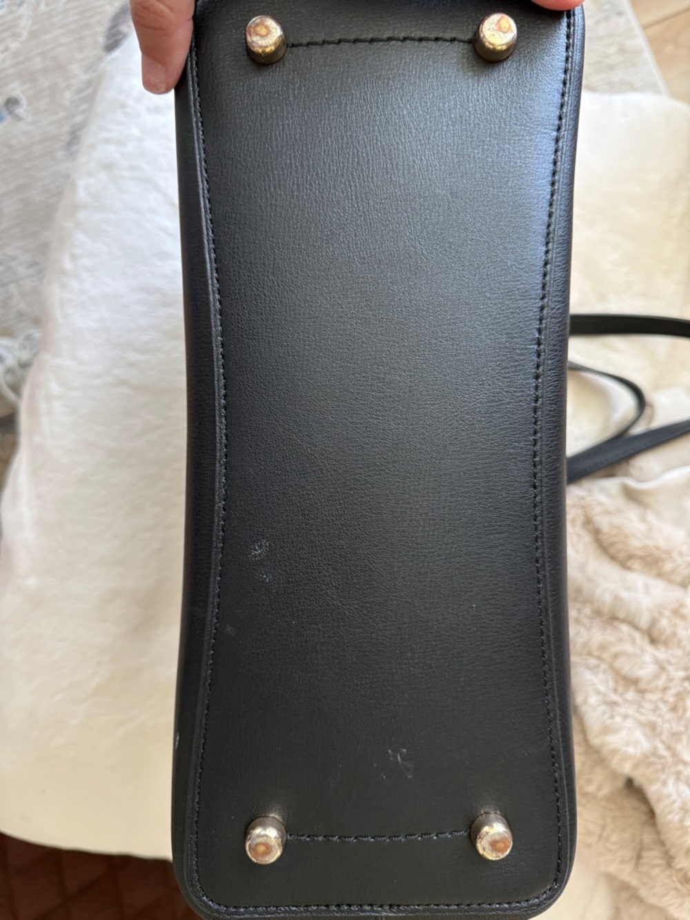 COACH Black Leather Tote with Gold Logo Hardware - Picture 5 of 5